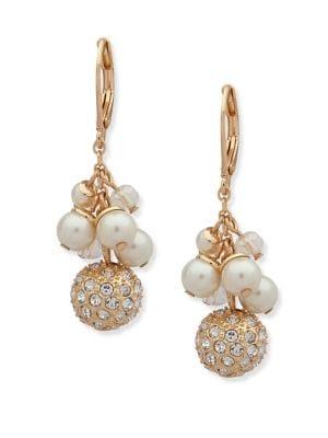 Anne Klein Faux Pearl And Crystal Shaky Drop Earrings