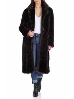 Avec Les Filles Faux Mink Fur Walker Coat