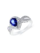 Effy 14k White Gold Crossing Ring With Sapphire And Diamonds