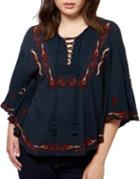 Lucky Brand Embroidered Pattern Blouse