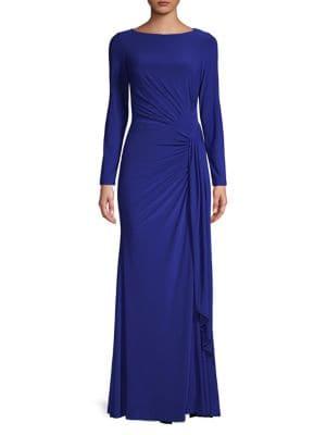 Vince Camuto Twisted-front Long-sleeve Gown