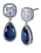 Carolee Uptown Recolor Blue And Crystal Pear Drop Earrings
