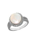 Lord & Taylor 10mm White Freshwater Pearl And Sterling Silver Ring