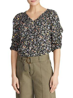 Lauren Ralph Lauren Petite Tie-front Cotton Jersey Top