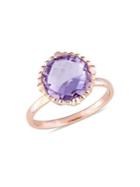 Sonatina Amethyst And 1/4 Ct Tw Diamond Hemisphere Ring In 14k Rose Gold