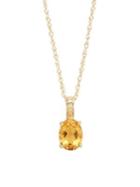 Lord & Taylor 14k Yellow Gold Diamond And Citrine Pendant Necklace