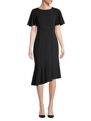 Calvin Klein Asymmetrical Knee-length Sheath Dress