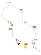Betsey Johnson Tropical Punch Mixed Fruit Charm Long Necklace