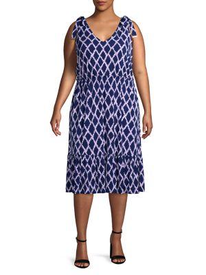 Michael Kors Plus Printed Midi Dress