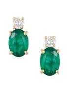 Effy Brasilica Natural Emerald, Diamond And 14k Yellow Gold Earrings