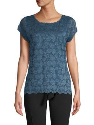 Karl Lagerfeld Paris Scallop-trim Lace Top