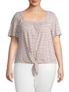 Lucky Brand Plus Printed Tie-front Top