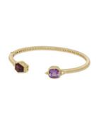 Ripka Boca Diamond, Rhodolite, Amethyst And 14k Yellow Gold Cuff Bracelet, 0.05 Tcw