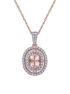Sonatina 14k Rose Gold Morganite & Diamond Quatrefoil Necklace