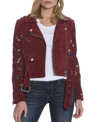 Driftwood Embroidered Leather & Suede Moto Jacket