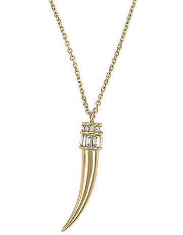 Michael Kors Gold-tone Horn Pendant Necklace With Crystal Baguette Accents