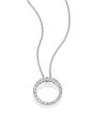Roberto Coin Tiny Treasures 0.11 Tcw Diamond & 18k White Gold Petite Circle Pendant Necklace
