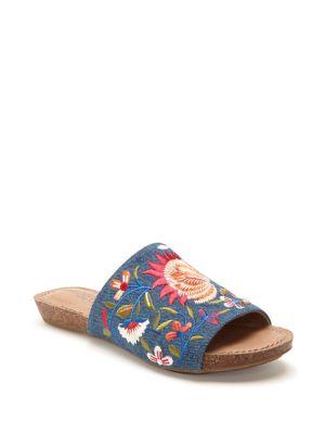 Me Too Nella Floral Denim Slides