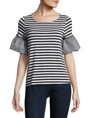 Design Lab Lord & Taylor Striped Contrast Top