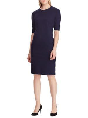 Lauren Ralph Lauren Button-trimmed Ponte Sheath Dress
