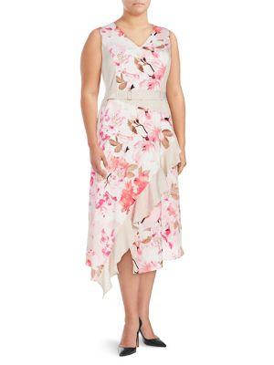 Calvin Klein Plus Floral Ruffle Dress