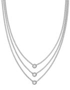 Cole Haan Cubic Zirconia Three-row Rhodium-plated Necklace