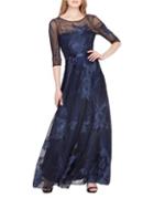 Tahari Arthur S. Levine Embroidered Mesh Ball Gown