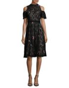 Ivanka Trump Lace Cold-shoulder Fit-and-flare Dress