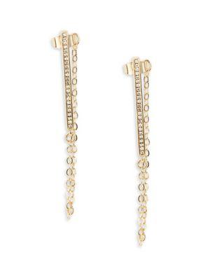 A.b.s. By Allen Schwartz Pave Bar And Chain Earrings