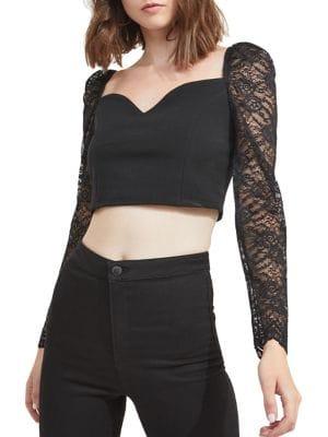 Miss Selfridge Puffer-sleeve Cropped Top