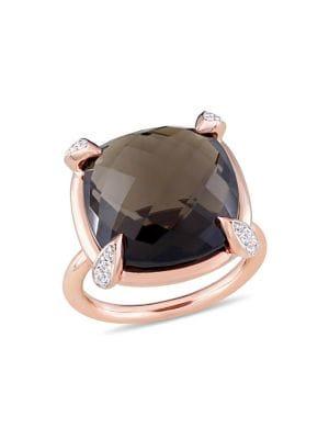 Sonatina 14k Rose Gold, Smoky Quartz & White Sapphire Cocktail Ring