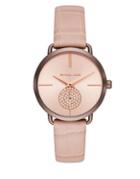 Michael Kors Portia Sable Ip And Leather-strap Watch