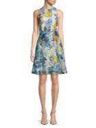 Adrianna Papell Floral-print Fit-and-flare Dress