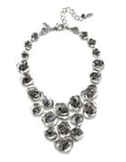Badgley Mischka 3d Floral Crystal Bib Necklace