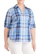 Lauren Ralph Lauren Plus Plaid Cotton Twill Button-down Shirt