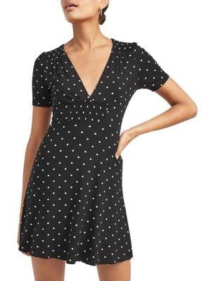 Miss Selfridge Smocked Polka Dot Dress