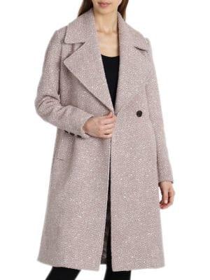 Badgley Mischka Boucle Notch Collar Coat