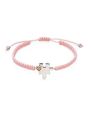 D For Diamond Sterling Silver & Jigsaw Macrame Bracelet