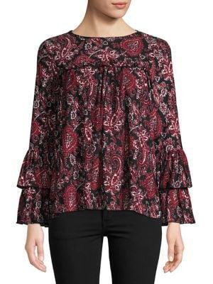 Michael Michael Kors Sweetheart Tiered Bell Sleeve Top
