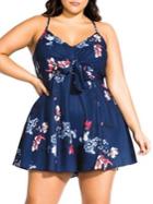 City Chic Plus Lotus Love Tie-front Playsuit