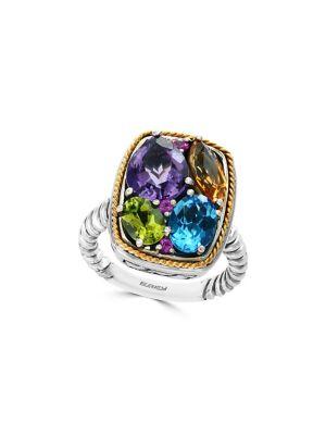 Effy Multi-stone, Sterling Silver And 18k Yellow Gold Ring