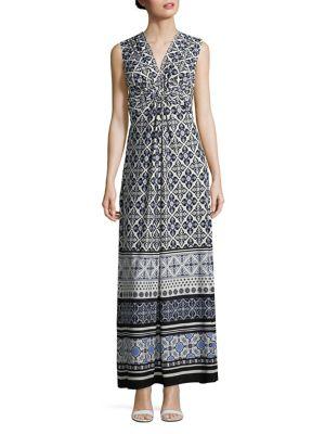 Eliza J Printed Knot Maxi Dress
