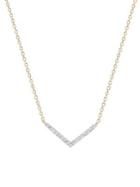 Adina Reyter 14k Gold & Pave White Diamond V Pendant Necklace