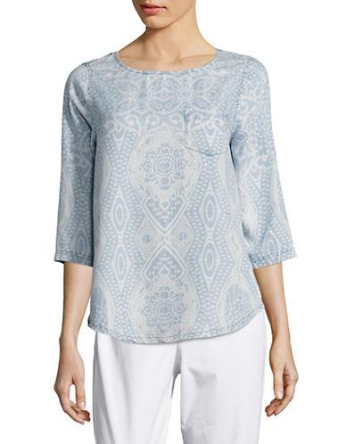 Foxcroft Patterned Chambray Top