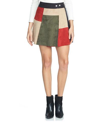 1 State Colorblock A-line Mini Skirt