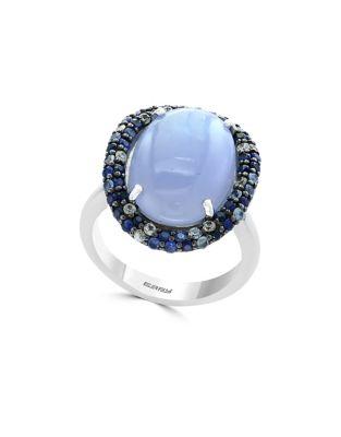Effy Chalcedony Quartz, Sapphire And Sterling Silver Ring