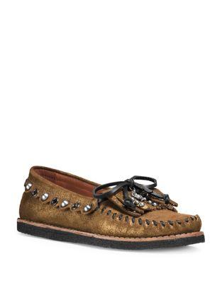Coach Glitter Suede Stud Loafers