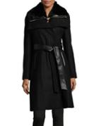 French Connection Faux Fur Belted Coat