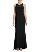 Carmen Marc Valvo Lace-accented Gown