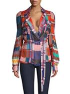 Diane Von Furstenberg Joanna Check Silk Wrap Blouse